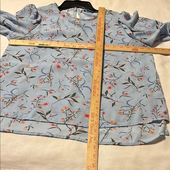 CeCe Pink and Blue Relaxed Tie sleeves Blouse - Picture 8 of 9